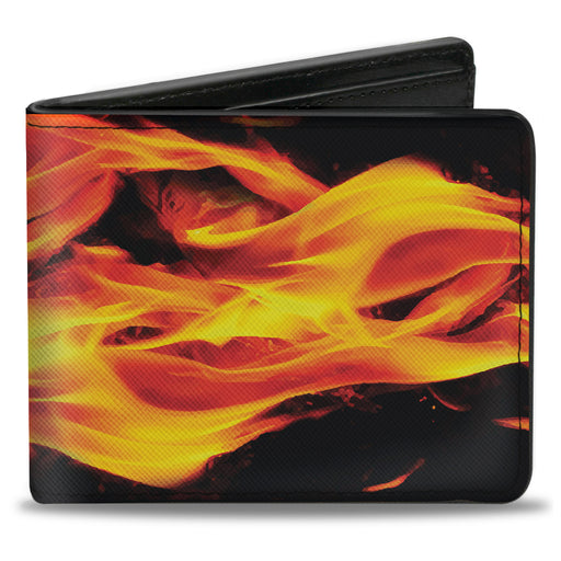 Bi-Fold Wallet - Flames Vivid Black Orange Bi-Fold Wallets Buckle-Down   