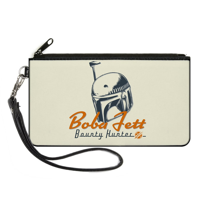 Canvas Zipper Wallet - LARGE - Star Wars The Book of Boba Fett BOUNTY HUNTER Helmet Ivory Black Orange Canvas Zipper Wallets Star Wars   