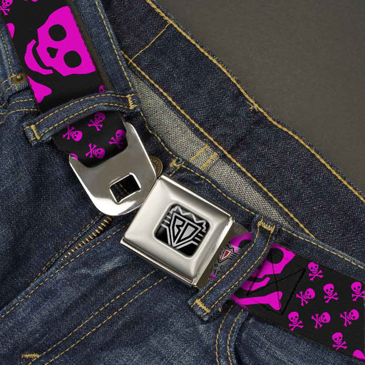 BD Wings Logo CLOSE-UP Full Color Black Silver Seatbelt Belt - Skull w/Babies Black/Fuchsia Webbing Seatbelt Belts Buckle-Down   