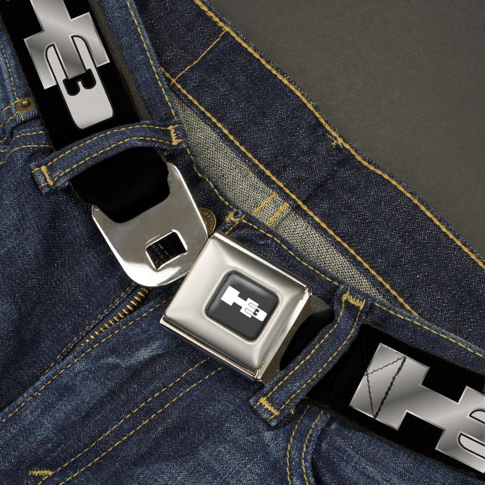 H3 Seatbelt Belt - H3 Black/Silver Logo REPEAT Webbing Seatbelt Belts GM General Motors   