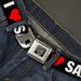 BD Wings Logo CLOSE-UP Full Color Black Silver Seatbelt Belt - I "HEART" SAN FRANCISCO Black/White/Red Webbing Seatbelt Belts Buckle-Down   