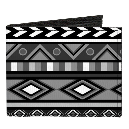 Canvas Bi-Fold Wallet - Geometric5 Grays Black White Canvas Bi-Fold Wallets Buckle-Down   