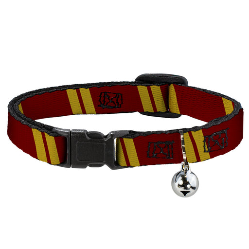 Cat Collar Breakaway - Hash Mark Stripe Double Maroon Gold Breakaway Cat Collars Buckle-Down   