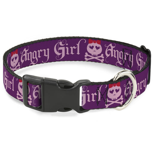 Plastic Clip Collar - Angry Girl Purple/Pink Plastic Clip Collars Buckle-Down   