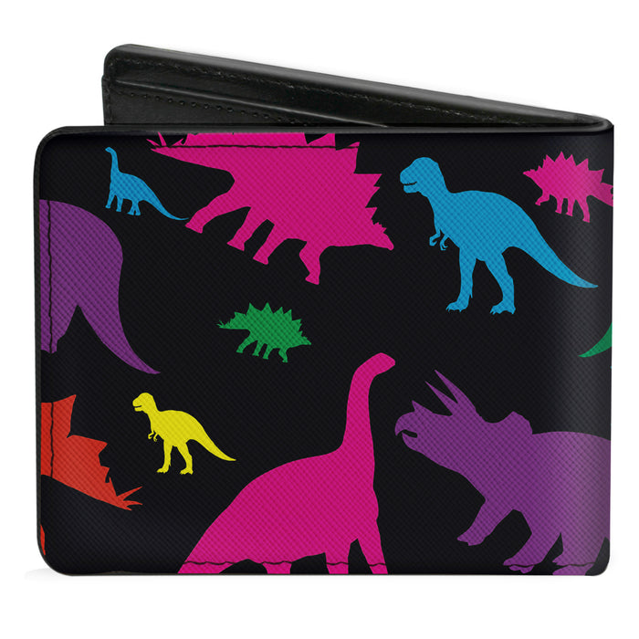 Bi-Fold Wallet - Dinosaur Silhouette Black Multi Color Bi-Fold Wallets Buckle-Down   