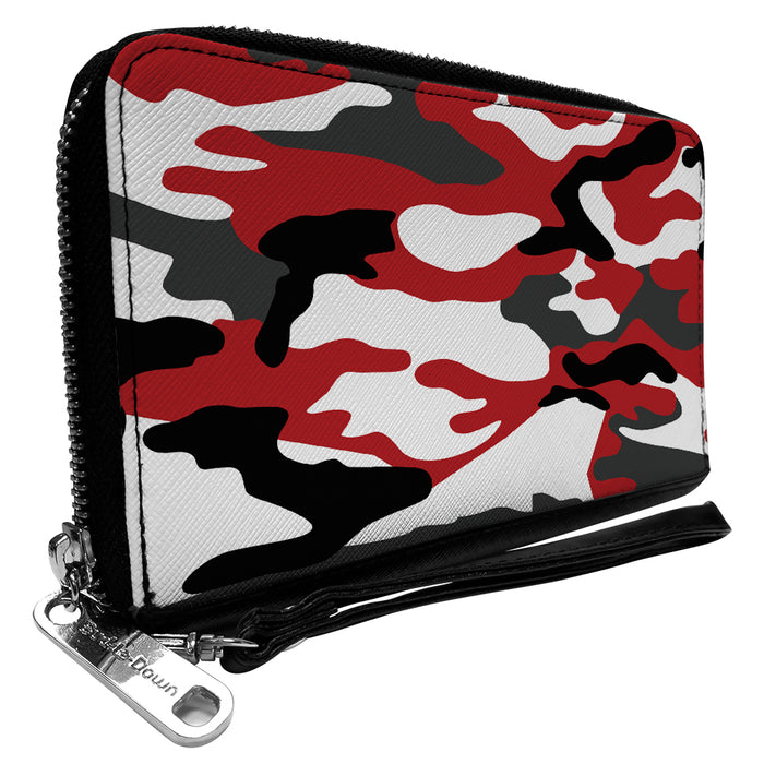 Women's PU Zip Around Wallet Rectangle - Camo Red Black Gray White Clutch Zip Around Wallets Buckle-Down   