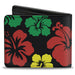 Bi-Fold Wallet - Hibiscus CLOSE-UP Black Green Yellow Red Bi-Fold Wallets Buckle-Down   