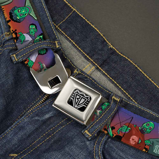 BD Wings Logo CLOSE-UP Full Color Black Silver Seatbelt Belt - Walking Zombies Webbing Seatbelt Belts Buckle-Down   