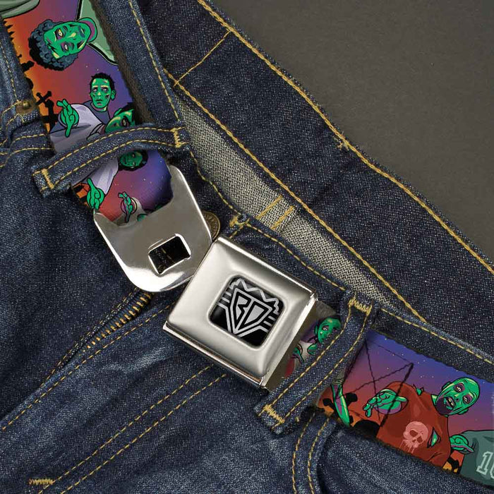 BD Wings Logo CLOSE-UP Full Color Black Silver Seatbelt Belt - Walking Zombies Webbing Seatbelt Belts Buckle-Down   