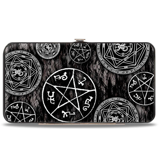 Hinged Wallet - Supernatural Devil's Trap Pentagrams Grays Black White Hinged Wallets Supernatural   