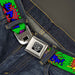 BD Wings Logo CLOSE-UP Full Color Black Silver Seatbelt Belt - Sound Effects Green/Multi Color Webbing Seatbelt Belts Buckle-Down   