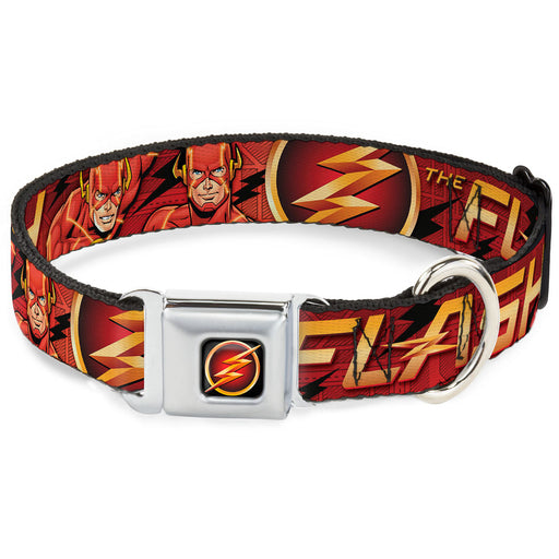 Flash Logo3 Full Color Black Gold Red Seatbelt Buckle Collar - THE FLASH/Logo3/Poses Black/Red/Gold Seatbelt Buckle Collars DC Comics   