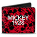 Bi-Fold Wallet - Mickey Mouse MICKEY 1928 + Smiling Red Black White Bi-Fold Wallets Disney   