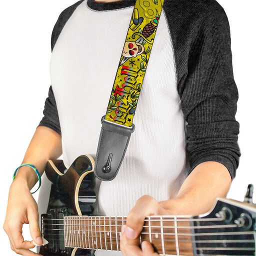 Guitar Strap - Born to Raise Hell Yellow Guitar Straps Buckle-Down   