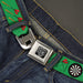 BD Wings Logo CLOSE-UP Full Color Black Silver Seatbelt Belt - Darts Green/Multi Color Webbing Seatbelt Belts Buckle-Down   