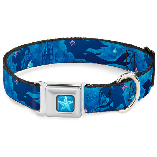 Ariel Daydreaming Full Color Blues Seatbelt Buckle Collar - Ariel Silhouette Poses/Castle Blues Seatbelt Buckle Collars Disney   