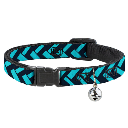 Cat Collar Breakaway - Jagged Chevron Navy Turquoise Breakaway Cat Collars Buckle-Down   