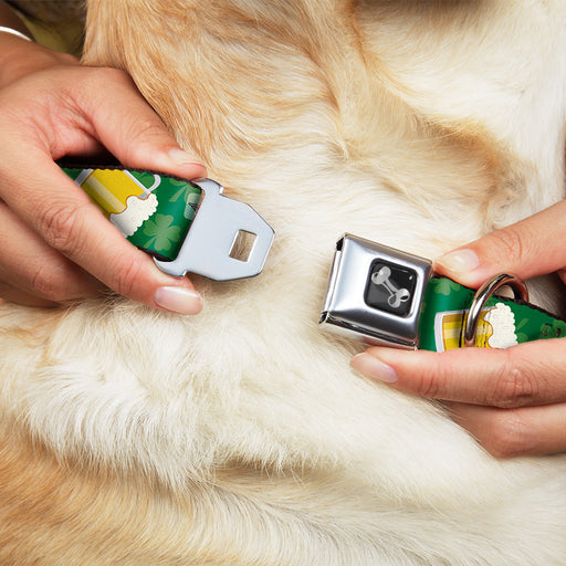 Dog Bone Seatbelt Buckle Collar - St. Pat's Clovers/Beer Mugs Greens Seatbelt Buckle Collars Buckle-Down   