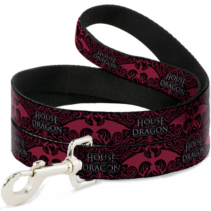 Dog Leash - HOUSE OF THE DRAGON Dragon Icon Black/Red/White Dog Leashes House of the Dragon   