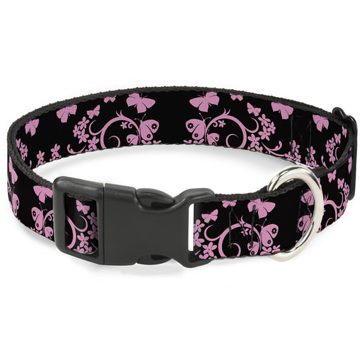 Plastic Clip Collar - Butterfly Garden Black/Pink Plastic Clip Collars Buckle-Down   