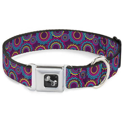 Dog Bone Seatbelt Buckle Collar - Jagged Rings Purples/Blues/Yellow Seatbelt Buckle Collars Buckle-Down   