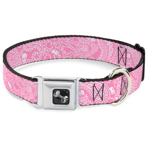 Dog Bone Seatbelt Buckle Collar - Bandana/Skulls Pink/White Seatbelt Buckle Collars Buckle-Down   