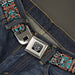BD Wings Logo CLOSE-UP Full Color Black Silver Seatbelt Belt - Totem Carvings Black/White/Orange/Turquoise Webbing Seatbelt Belts Buckle-Down   
