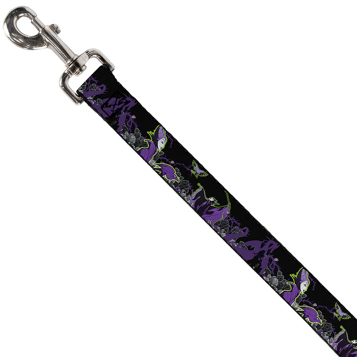 Dog Leash - Maleficent & Diablo Black Roses/Purples Dog Leashes Disney   