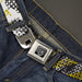 BD Wings Logo CLOSE-UP Full Color Black Silver Seatbelt Belt - Grunge Tread Yellow Webbing Seatbelt Belts Buckle-Down   