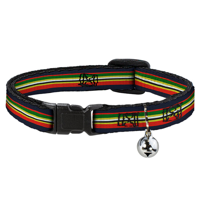 Cat Collar Breakaway - Stripes Navy Red Yellow Black White Green Breakaway Cat Collars Buckle-Down   