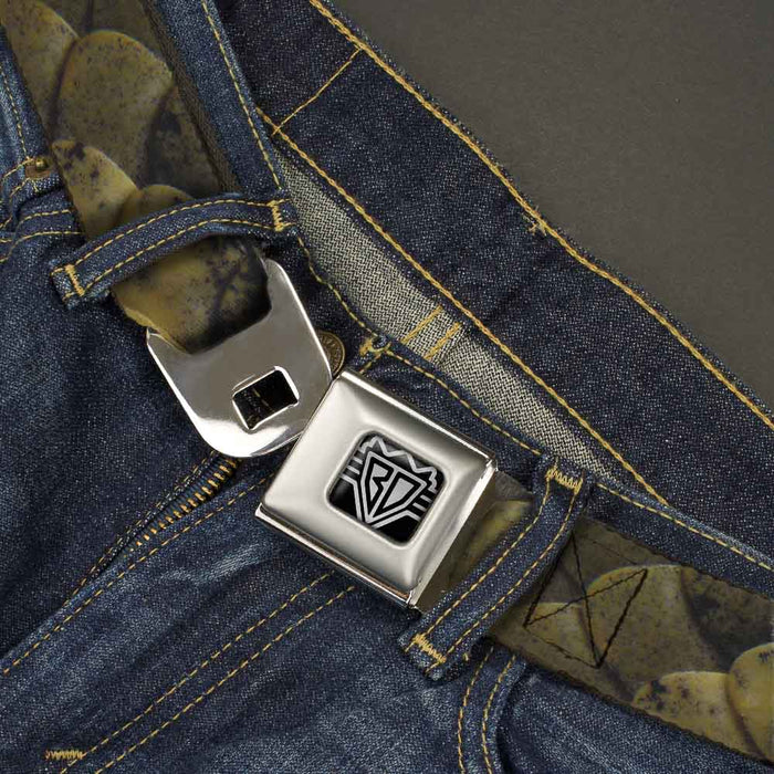 BD Wings Logo CLOSE-UP Full Color Black Silver Seatbelt Belt - Snake Skin CLOSE-UP Webbing Seatbelt Belts Buckle-Down   