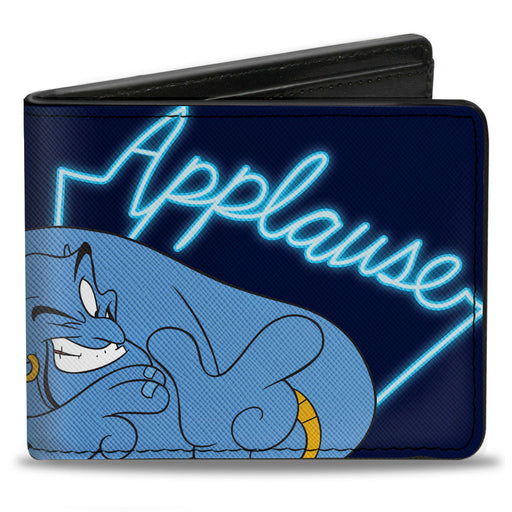 Bi-Fold Wallet - Aladdin Genie APPLAUSE Pose Black Neon Blue Bi-Fold Wallets Disney   