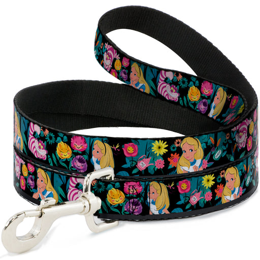 Dog Leash - Alice/Cheshire Cat/Flowers Poses Black/Multi Color Dog Leashes Disney   
