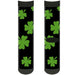 Sock Pair - Polyester - St. Pat's Clovers Scattered2 Black Green - CREW Socks Buckle-Down   