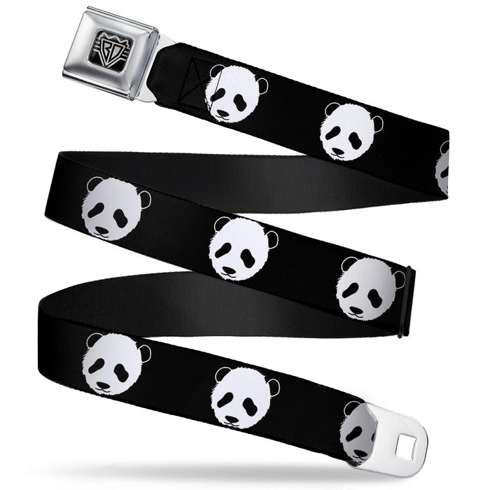 BD Wings Logo CLOSE-UP Full Color Black Silver Seatbelt Belt - Panda Bear Repeat Webbing Seatbelt Belts Buckle-Down   