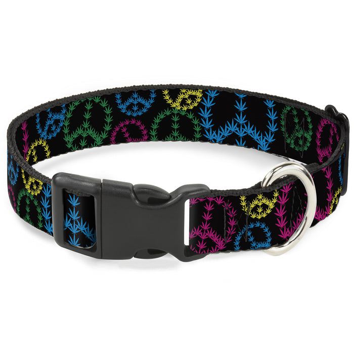 Buckle-Down Plastic Buckle Dog Collar - Multi Marijuana Peace Black/Multi Color Plastic Clip Collars Buckle-Down   