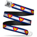 BD Wings Logo CLOSE-UP Full Color Black Silver Seatbelt Belt - Colorado Heart Blue/White/Red/Yellow Webbing Seatbelt Belts Buckle-Down   