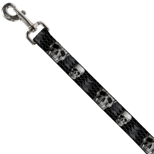 Dog Leash - Geometric 3-D Skull Face/Chevron Black/Grays/White Dog Leashes Buckle-Down   