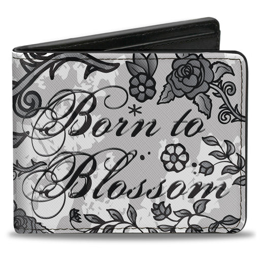 Bi-Fold Wallet - Born to Blossom Black White Bi-Fold Wallets Buckle-Down   