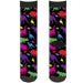 Sock Pair - Polyester - Dinosaur Silhouette Black Multi Color - CREW Socks Buckle-Down   