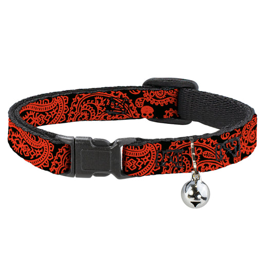 Cat Collar Breakaway - Bandana Skulls Black Orange Breakaway Cat Collars Buckle-Down   