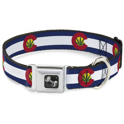 Dog Bone Seatbelt Buckle Collar - Colorado Flag/Marijuana Leaf Seatbelt Buckle Collars Buckle-Down   