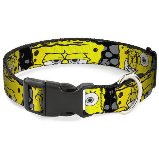 Plastic Clip Collar - SpongeBob 4-CLOSE-UP Expressions/Crackle Black/Gray/Yellow Plastic Clip Collars Nickelodeon   
