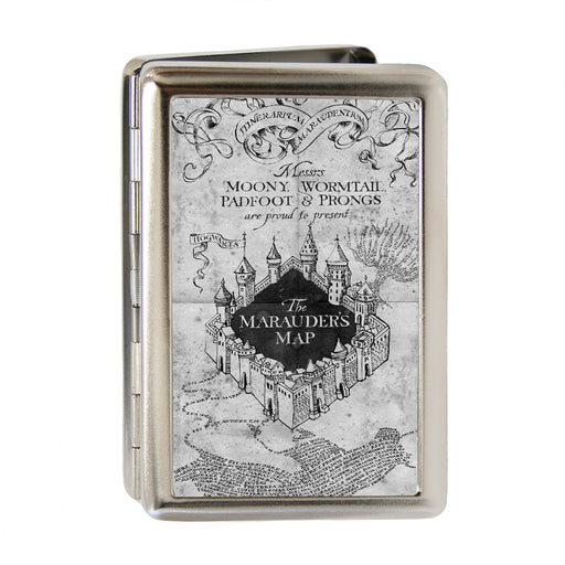 Business Card Holder - LARGE - Hogwarts School THE MARAUDER'S MAP Brushed Silver Black Metal ID Cases The Wizarding World of Harry Potter Default Title  