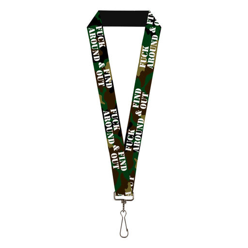 Lanyard - 1.0" - FAFO FUCK AROUND & FIND OUT Stencil Camo White Lanyards Buckle-Down   