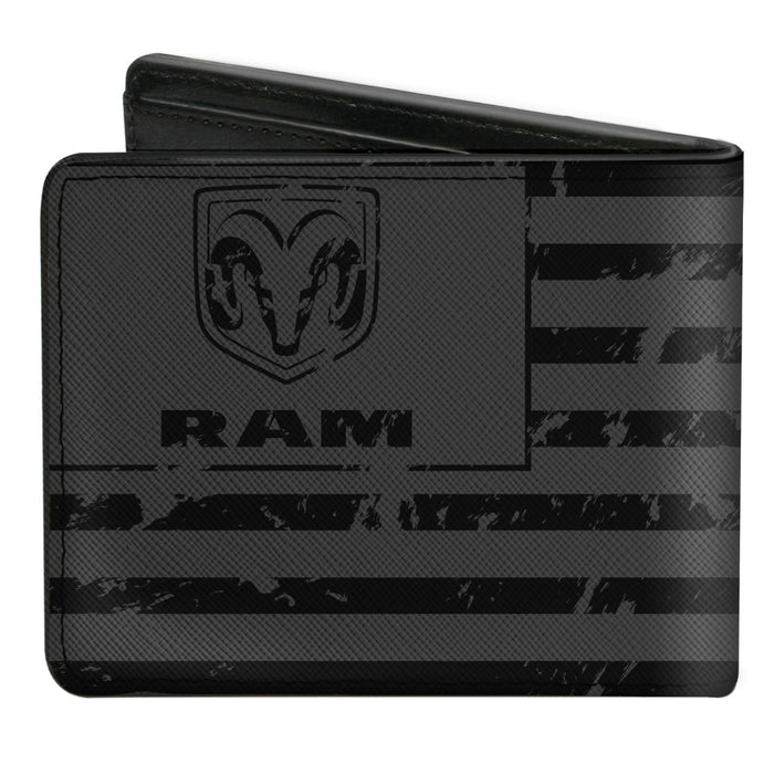 Bi-Fold Wallet - RAM Logo Americana Flag Weathered Gray Black Bi-Fold Wallets Ram   