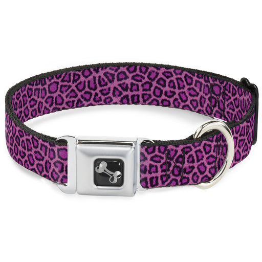 Dog Bone Seatbelt Buckle Collar - Leopard Pink Fuchsia Seatbelt Buckle Collars Buckle-Down   