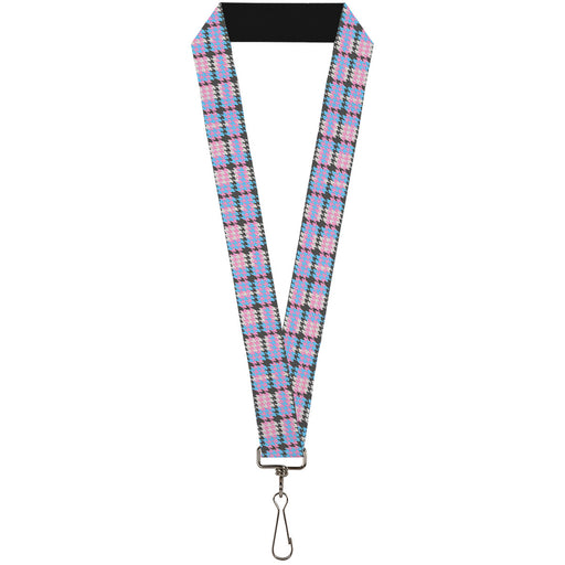 Lanyard - 1.0" - Mini Houndstooth Gray Baby Blue Pink Lanyards Buckle-Down   
