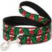 Dog Leash - Snowy Holly Stripe Reds/White/Greens Dog Leashes Buckle-Down   