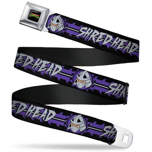Classic TMNT Logo Full Color Seatbelt Belt - Shredder Head SHRED HEAD/Stripe Black/Purple/Gray Webbing Seatbelt Belts Nickelodeon   